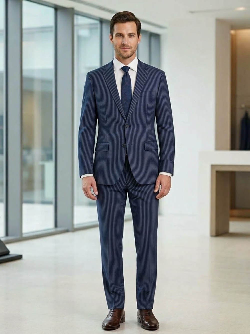 Anthony of London Wool Pinstripe 2-Piece Suit 46R/40R OBO
